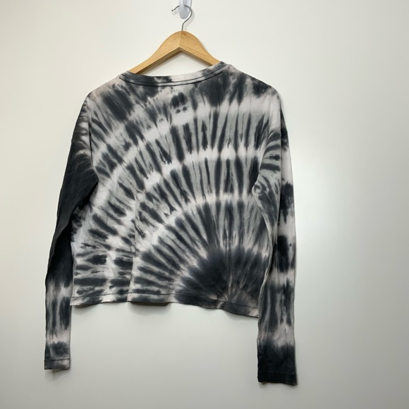 Pink Lets Hang Out Tie Dye Crop Long Sleeve Tee XS - Picture 2 of 4